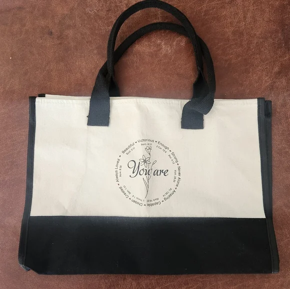 Canavs Tote Bag With Insprational Quote - Picture 1 of 5